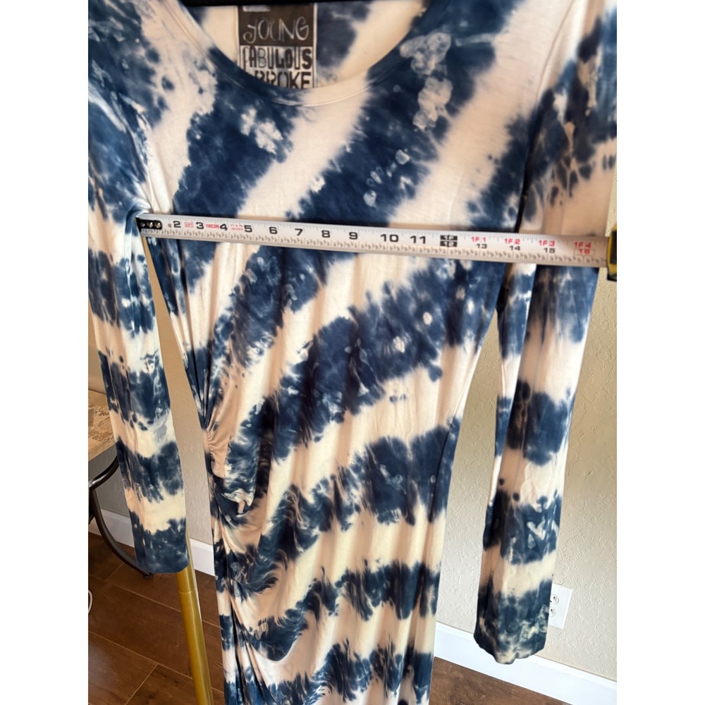 Young Fabulous & Broke Blue Tie Dye Ruched Maxi Dress S Beach Bohemian Travel - Picture 4 of 5